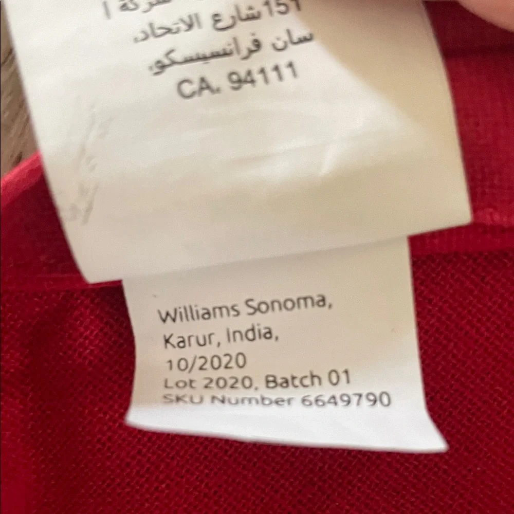 Williams Sonoma Red Canvas Utility Apron Dress with Cream Straps
